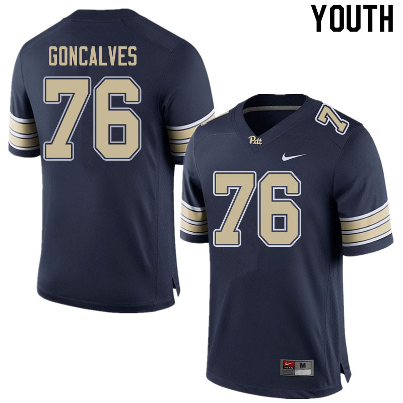 Youth #76 Matt Goncalves Pitt Panthers College Football Jerseys Sale-Home Navy